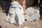 Remains of the capitals of the ancient columns at the Colosseum in Rome