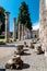 Remains of columns at the house of the faun in Pompeii Italy. Po