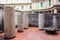 Remains of columns of the period of the Roman Empire in the exposition in the courtyard of the Museo Lapidario Maffeiano in Verona