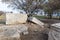 The remains of the columns on the ruins of the destroyed Roman temple, located in the fortified city on the territory of the Nafta