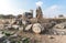 The remains of the columns on the ruins of the destroyed Roman temple, located in the fortified city on the territory of the Nafta