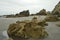 Remains Of Flysch Geological Formations On Los Quebrantos Beach On A Rain Day. July 30, 2015. Landscapes, Nature, Travel. San Juan