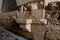 Remains  of the fortress walls in the courtyard of the Crusader fortress of the old city of Acre in northern Israel