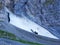 The remains of glacier under the top of Glarnisch by Lake Klontalersee