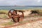 Remains after of granite mining on Ile Grande in Pleumeur-Bodou in Brittany - rails and rusty wheels