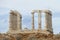 The Remains of a Greek temple dedicated to Poseidon, on the promontory of Cape Sunio ,located on the southern tip of Attica,