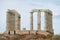 The remains of a Greek temple dedicated to Poseidon, on the promontory of Cape Sunio ,located on the southern tip of Attica ,