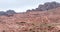 Remains of masonry and fragments of columns remaining from the time of the Roman Empire in Petra. Near Wadi Musa city in Jordan