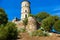 Remains of medieval stone Chateau Grimaud on hilltop