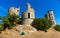 Remains of medieval stone Chateau Grimaud on hilltop