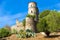 Remains of medieval stone Chateau Grimaud on hilltop