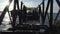 Remains of metal structures on an old abandoned, decaying sea pier