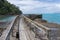 Remains of old wharf or jetty stretching out from land