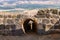 Remains  of the outer walls on the ruins of the great Hospitaller fortress - Belvoir - Jordan Star - located on a hill above the