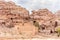 Remains of palace of the pharaohs daughter the Qasr al-Bint carved by the Nabatean craftsmen in the Nabatean Kingdom of Petra in