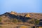 Remains of rammed earth Great Wall. At sunrise