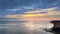 Remains of Reculver church towers at early October sunrise  early october