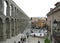 Remains of Roman Aqueduct in the city center of Segovia, Spain