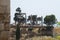 Remains of Roman columns. View of the Roman ruins of Byblos. Byblos, Lebanon