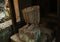 Remains of the Stone statues in Cambodian Angkor Wat Temple near Siem Reap city in Asia