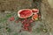 Remains of a watermelon in a corner