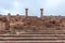 The remains of the wide steps of the stairs leading to the temple from the time of the Roman Empire in Petra. Near Wadi Musa city