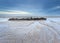 The remains of the wreck of the Hanseat, on Warkworth Beach on the coast of Northumberland.