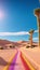 A Remarkable View Of A Desert With A Rainbow Painted Road AI Generative