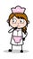 Remembering Expression - Retro Cartoon Waitress Female Chef Vector Illustration