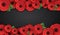 Remembrance, Anzac Day web header. Poppies flowers. Memorial banner, card.