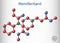 Remifentanil molecule. It is opioid analgesic used in anesthesia. Molecule model. Sheet of paper in a cage