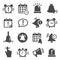 Reminder, notification black and white glyph icons set