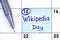 Reminder Wikipedia Day in calendar with pen