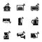 Remote administration icons set, simple style