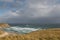 Remote beach before storm