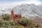 Remote Berber village after snow fall in Atlas mountains, Morocco