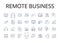 Remote business line icons collection. Long-distance trade, Isolated commerce, Virtual enterprise, Distant industry, Far