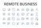 Remote business line icons collection. Long-distance trade, Isolated commerce, Virtual enterprise, Distant industry, Far