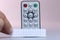 Remote control in English, white background, copy space