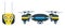 Remote control and flying drone with four propellers and a camera vector icon flat isolated.