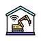 remote demolitions building color icon vector illustration