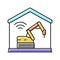 remote demolitions building color icon vector illustration