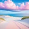 a remote deserted Ocean Dreamy romantic landscape in saturated pastel