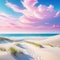 a remote deserted Ocean Dreamy romantic landscape in saturated pastel