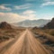 Remote dirt road traverses desert wilderness, evoking adventurous spirit