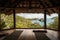 remote island retreat with yoga and meditation space, surrounded by greenery