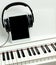 Remote music lesson. Online learning to play the piano. Mockup piano online courses