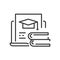 Remote online learning - vector line design single isolated icon