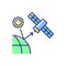 Remote sensing satellite blue, green RGB color icon