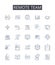 Remote team line icons collection. Virtual staff, Distant group, Off-site team, Far-flung crew, Online personnel